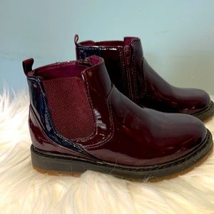 Zara Burgundy Patent Leather Ankle Boots